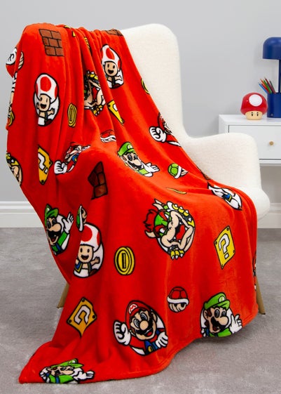 Nintendo Red Here We Go Fleece Throw