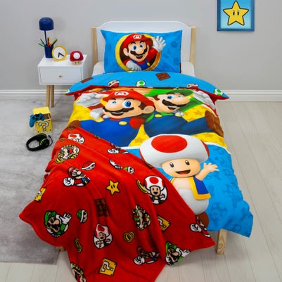 Nintendo Blue Splitter Polycotton Duvet Set