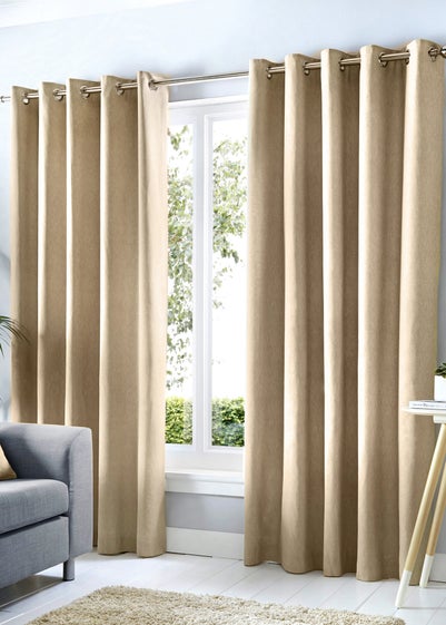 Fusion Cannes Woven Natural Eyelet Curtains