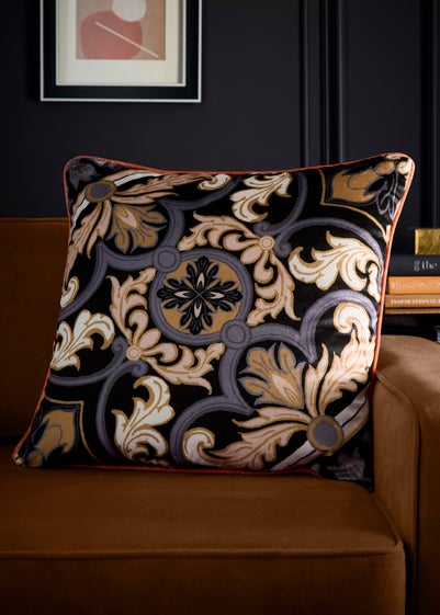 Laurence Llewelyn-Bowen Festivo Velvet Black Filled Cushion