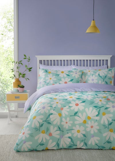 Fusion Daisy Reversible Duck Egg Duvet Cover Set