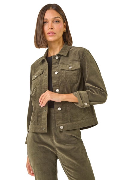 Roman Khaki Corduroy Pocket Detail Stretch Jacket