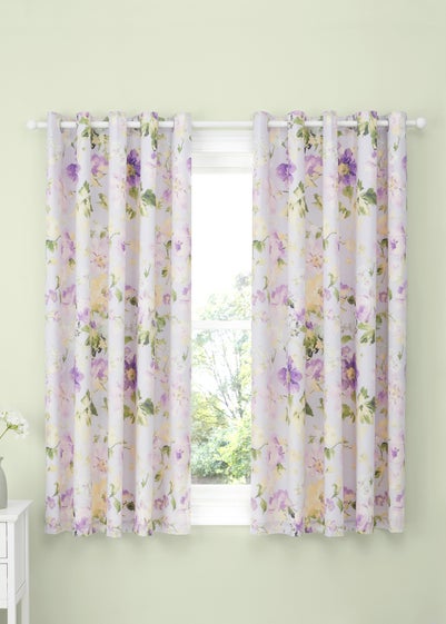 Dreams & Drapes Design Flourette Lined Lilac Eyelet Curtains