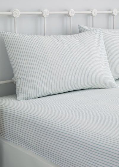 Dreams & Drapes Decorative Finlay Stripe Blue Fitted Bed Sheet Set