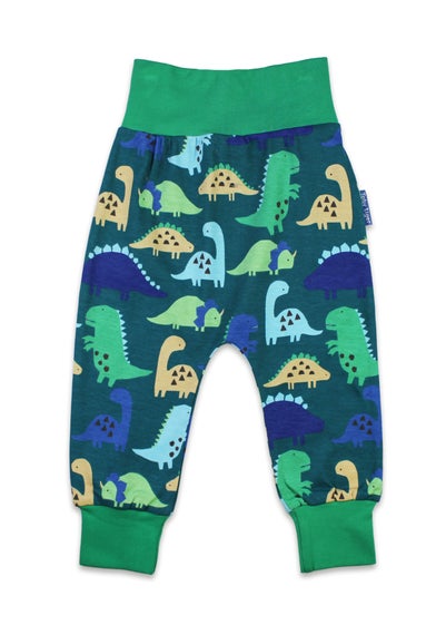 Toby Tiger Organic Green Tonal Dinosaur Print Yoga Pants (Newborn - 3 years)