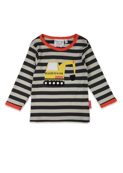 Toby Tiger Organic Blue Digger Applique Long-Sleeved T-shirt (6 months - 8 years)