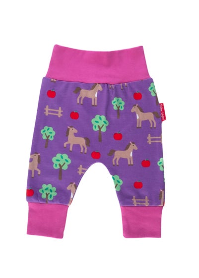 Toby Tiger Organic Purple Horse Print Yoga Pants (Newborn - 3 years)