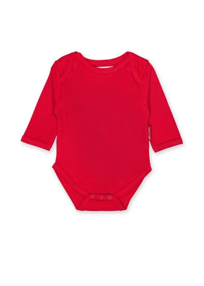 Toby Tiger Organic Red Basic Long-Sleeved Baby Body (Newborn - 12 months)