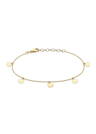 Golden Moments 9ct Yellow Gold 6mm x 6mm 5Heart Adjustable Bracelet