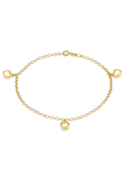 Golden Moments 9ct Yellow Gold 3Heart Belcher Bracelet