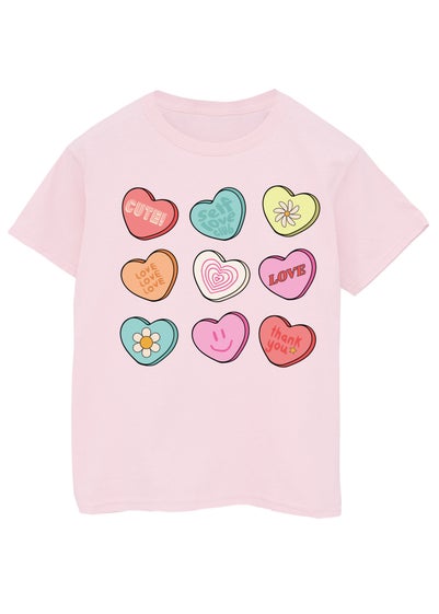 Brands In Valentine's Day Candy Hearts Pink T-Shirt (3-13 Years)