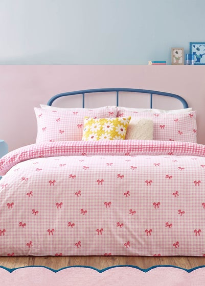 Heya Home Gingham Bows Printed Duvet Cover Set