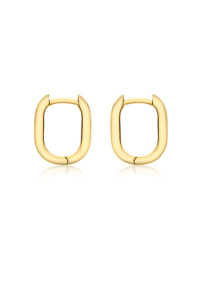 Golden Moments 9ct Yellow Gold Rectangular Hoop Creole Earrings