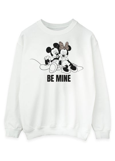 Disney Mickey Mouse Be Mine Women White Sweatshirt