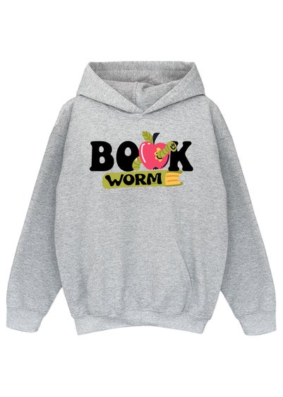 Brands In Grey World Book Day Book Worm Kids Heather Hoodie (3-13 Years)