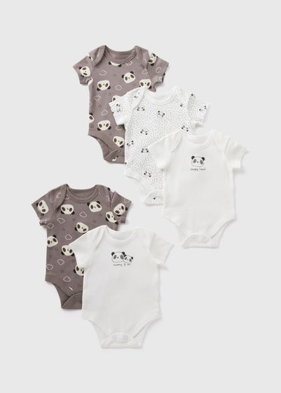 5 Pack Grey Panda Bodysuits (Newborn-23mths)