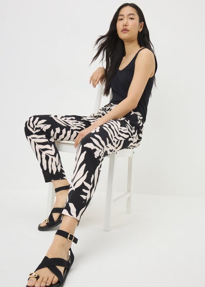 Black Leaf Tapered Trousers