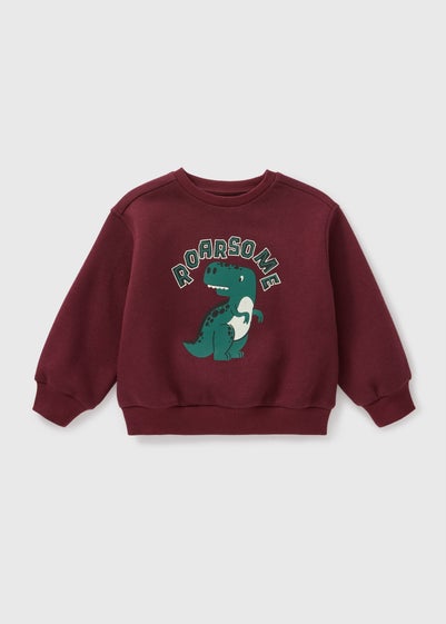 Boys Burgundy Roarsome Dino Sweatshirt (1-7yrs)