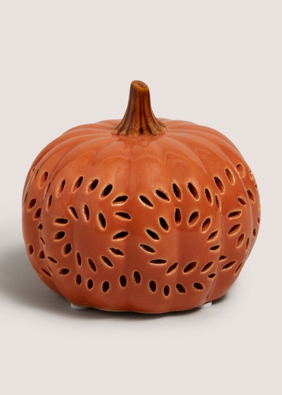 Orange Filigree LED Pumpkin Ornament