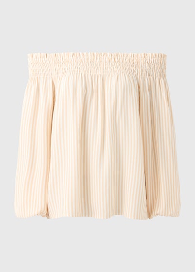 Stone Stripe Shirred Bardot Top