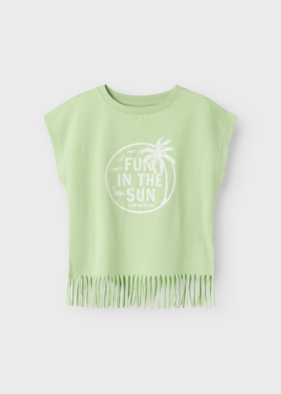 Name It Girls Green Florida Beach Tassel T-Shirt (6-12yrs)