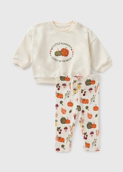 Baby Cream Pumpkin Sweathsirt & Trouser Set (Newborn-23mths)