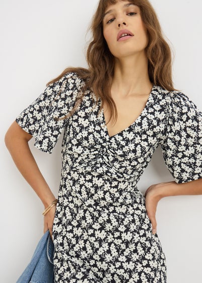Black Floral Mono Mini Dress