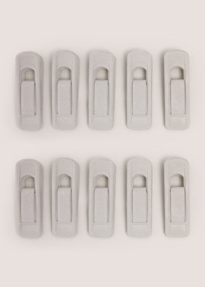 Grey 10 Pack Velvet Hanger Clips