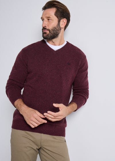 Burgundy Long Sleeve Crew Neck Jumper