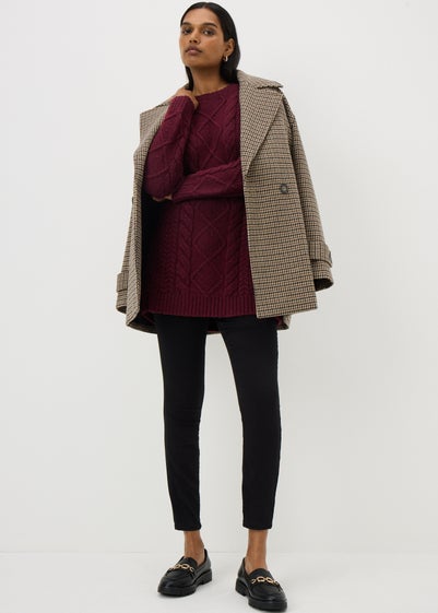 Burgundy Cable Knit Tunic Dress