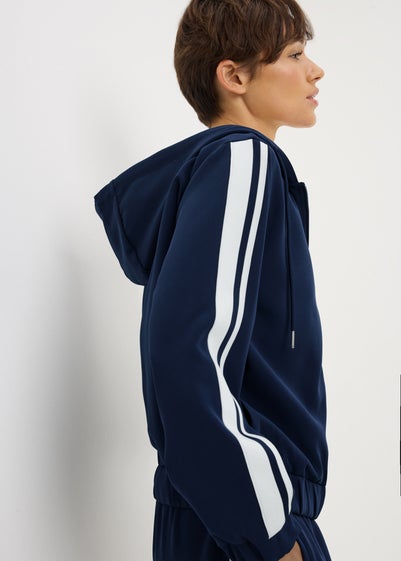 Women's Zip Up Navy Striped Hoodie