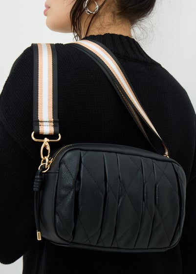 Women's Black Quilted Camera Bag