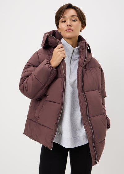 Burgundy Padded Mid Length Coat