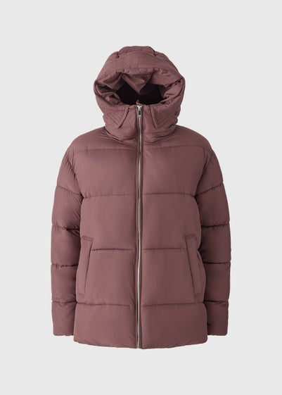 Burgundy Padded Mid Length Coat