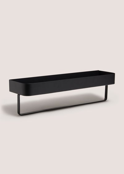 Black Metal Shelf With Towel Rail
