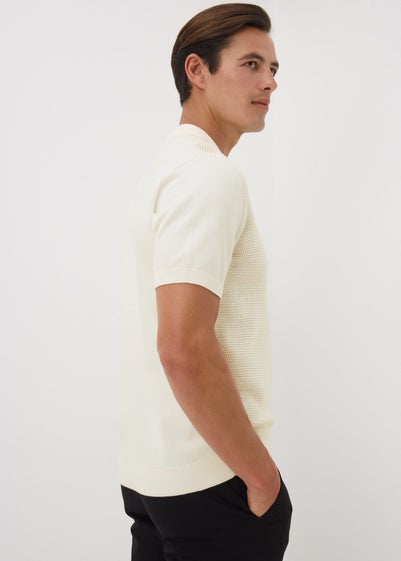 Ecru Knitted Texture Smart Polo Shirt