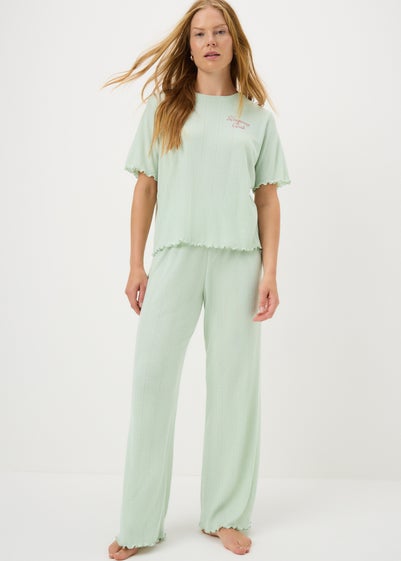 Green Wide Leg Pyjama Set