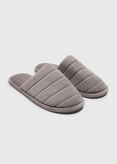 Grey Closed Mule Slippers