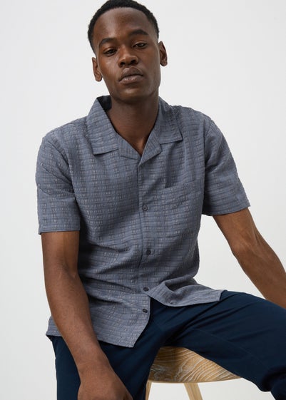 Blue Check Textured Shirt