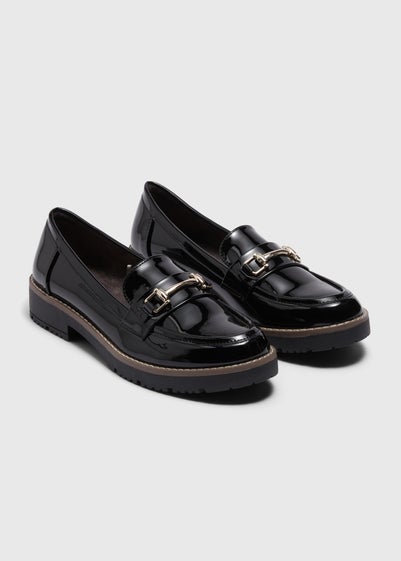 Black Chain Buckle Loafers