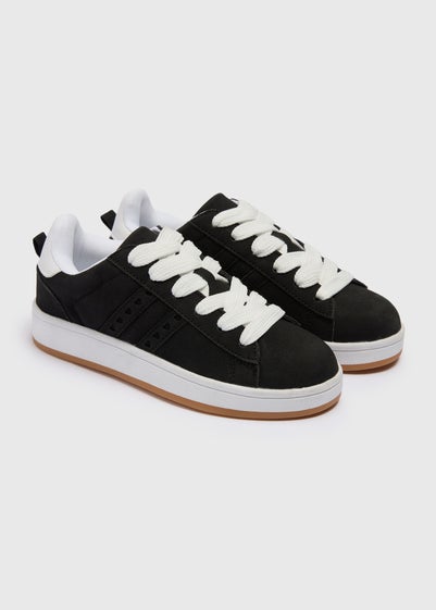 Girls Black Chunky Lace Trainers (Younger 10-Older 5)