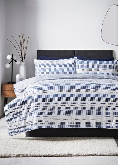 Blue Dotty Stripe Duvet Set