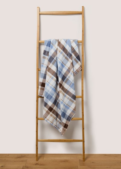 Blue Check Print Throw