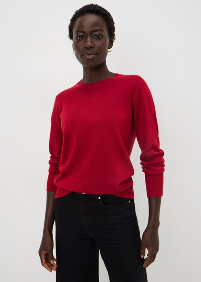 Red Super Soft Lurex Crew Neck Jumper