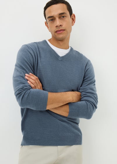 Blue Cashmilon V-Neck Jumper