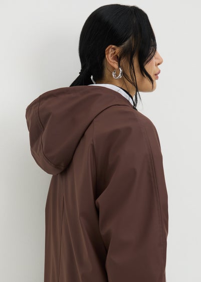 Brown Longline Rubberised Parka