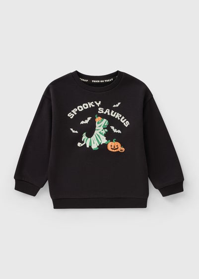Boys Black Spookysaurus Sweatshirt (1-7yrs)