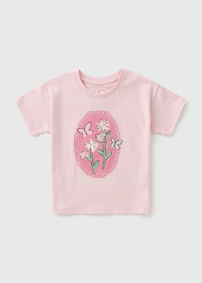 Girls Pink Flower T-Shirt (1-7yrs)