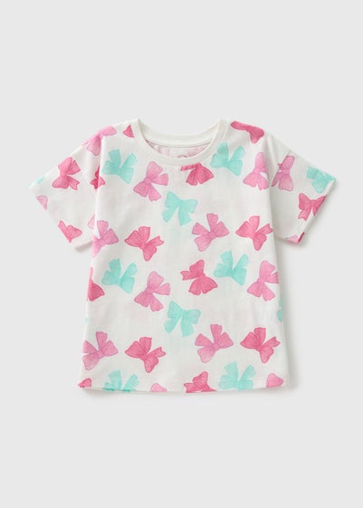 Girls Multicolour Bow T-Shirt (1-7yrs)