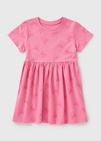 Girls Pink Bow Dress (1-7yrs)